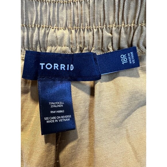 Torrid Mustard Yellow Wide Leg Pants Pull On Stretch Linen Blend 18 Beach Cruise - Picture 5 of 9